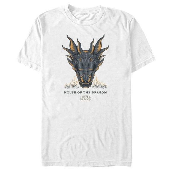 Men's Game of Thrones: House of the Dragon Skull of the Dragon Flames Graphic Tee White Small