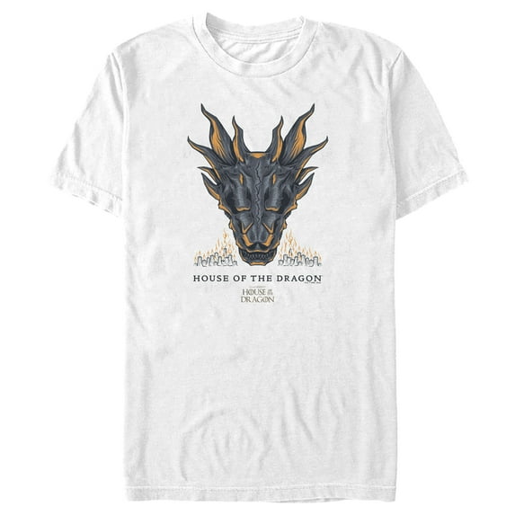 Men's Game of Thrones: House of the Dragon Skull of the Dragon Flames Graphic Tee White X Large