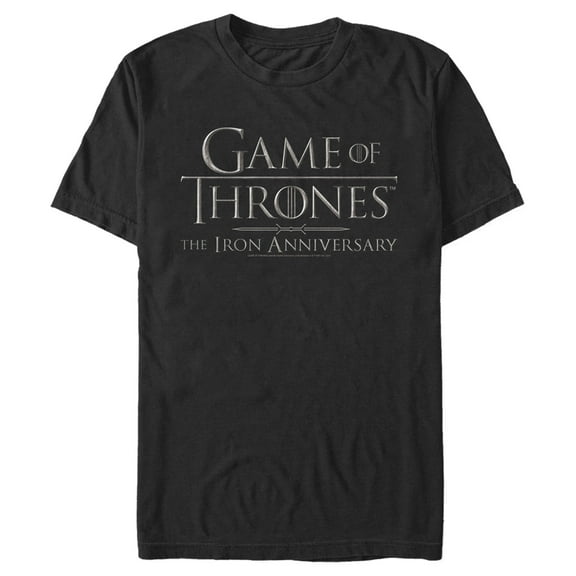 Men's Game of Thrones Iron Anniversary Metal Logo  Graphic Tee Black 3X Large