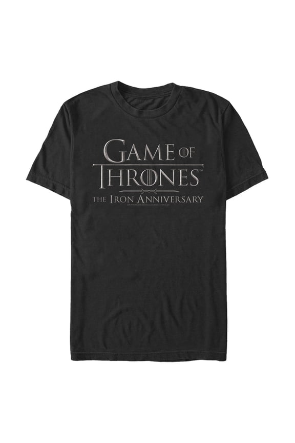 Men's Game of Thrones Iron Anniversary Metal Logo Graphic Tee Black Medium