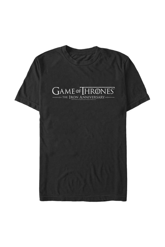 Men's Game of Thrones Iron Anniversary Small White Logo  Graphic Tee Black Medium