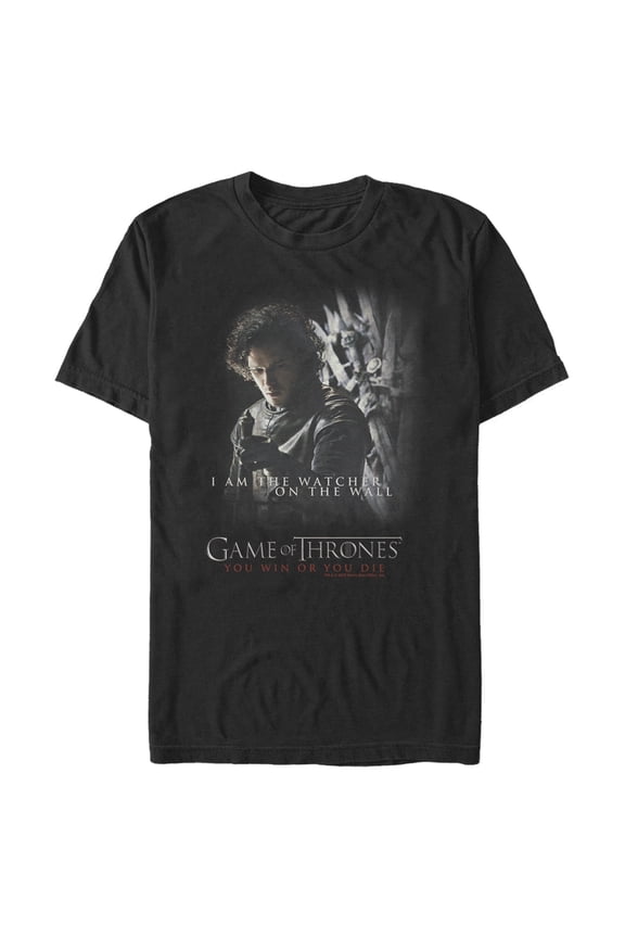 Men's Game of Thrones Jon Snow Watcher on the Wall Graphic Tee Black Large