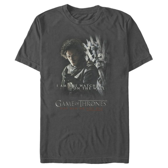 Men's Game of Thrones Jon Snow Watcher on the Wall Graphic Tee Charcoal Medium
