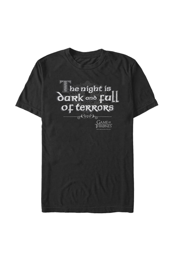 Men's Game of Thrones Night is Dark and Full of Terrors Graphic Tee Black Large