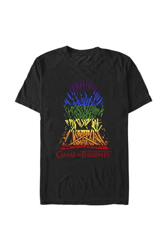 Men's Game of Thrones Rainbow Iron Throne Graphic Tee Black Large