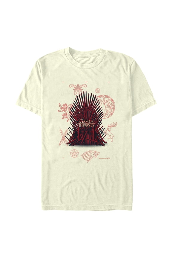 Men's Game of Thrones Red Iron Throne in Sigils Graphic Tee Beige Small