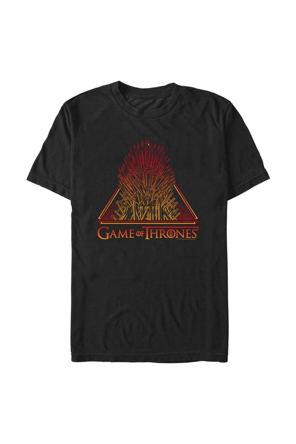 Men's Game of Thrones Red and Yellow Iron Throne Graphic Tee Black Small