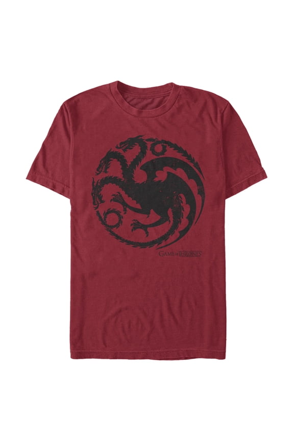 Men's Game of Thrones Targaryen Dragon Symbol Cardinal Graphic Tee Cardinal 2X Large