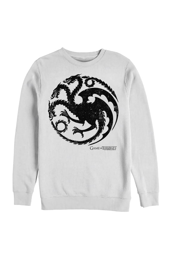 Men's Game of Thrones Targaryen Dragon Symbol  Sweatshirt White 3X Large