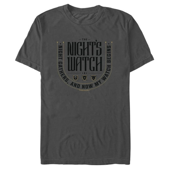 Men's Game of Thrones The Night's Watch Badge  Graphic Tee Charcoal 3X Large