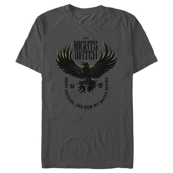 Men's Game of Thrones The Night's Watch Crow  Graphic Tee Charcoal X Large