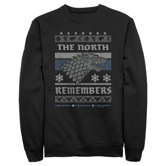 Men's Game of Thrones The North Remembers Ugly Christmas Sweater Sweatshirt Black Small