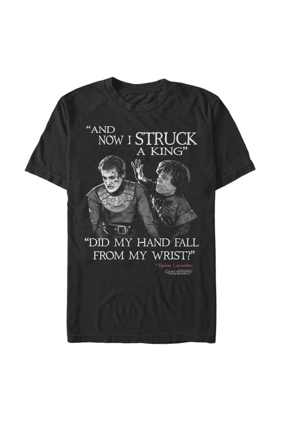 Men's Game of Thrones Tyrion Strikes A King Graphic Tee Black Large