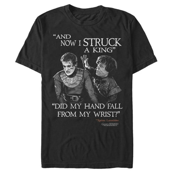 Men's Game of Thrones Tyrion Strikes A King Graphic Tee Black Small