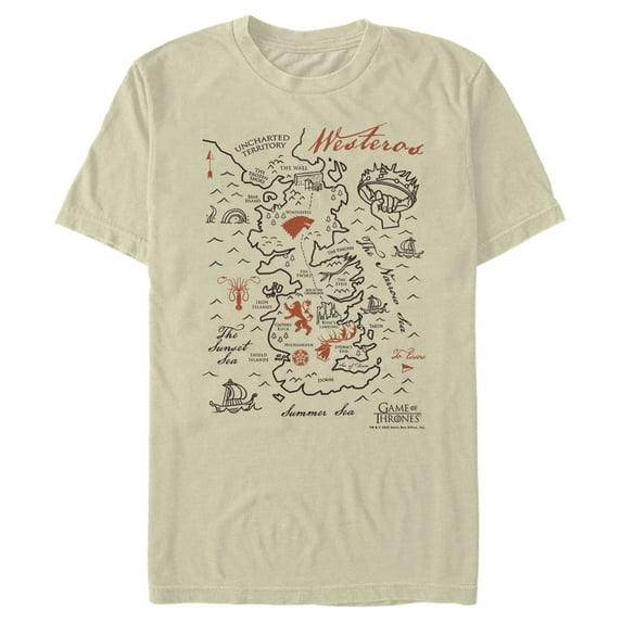 Men's Game of Thrones Westeros Map Graphic Tee Beige Large