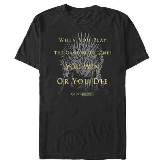 Men's Game of Thrones Win or Die Rules Graphic Tee Black 2X Large