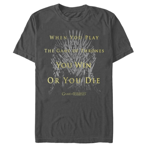 Men's Game of Thrones Win or Die Rules Graphic Tee Charcoal 2X Large