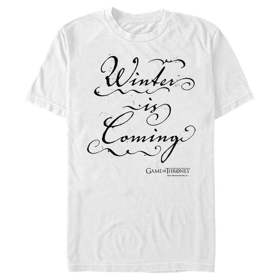 Men's Game of Thrones Winter is Coming Cursive Graphic Tee White Small