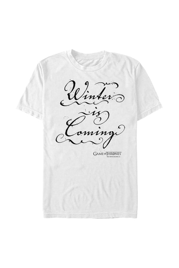 Men's Game of Thrones Winter is Coming Cursive Graphic Tee White Small