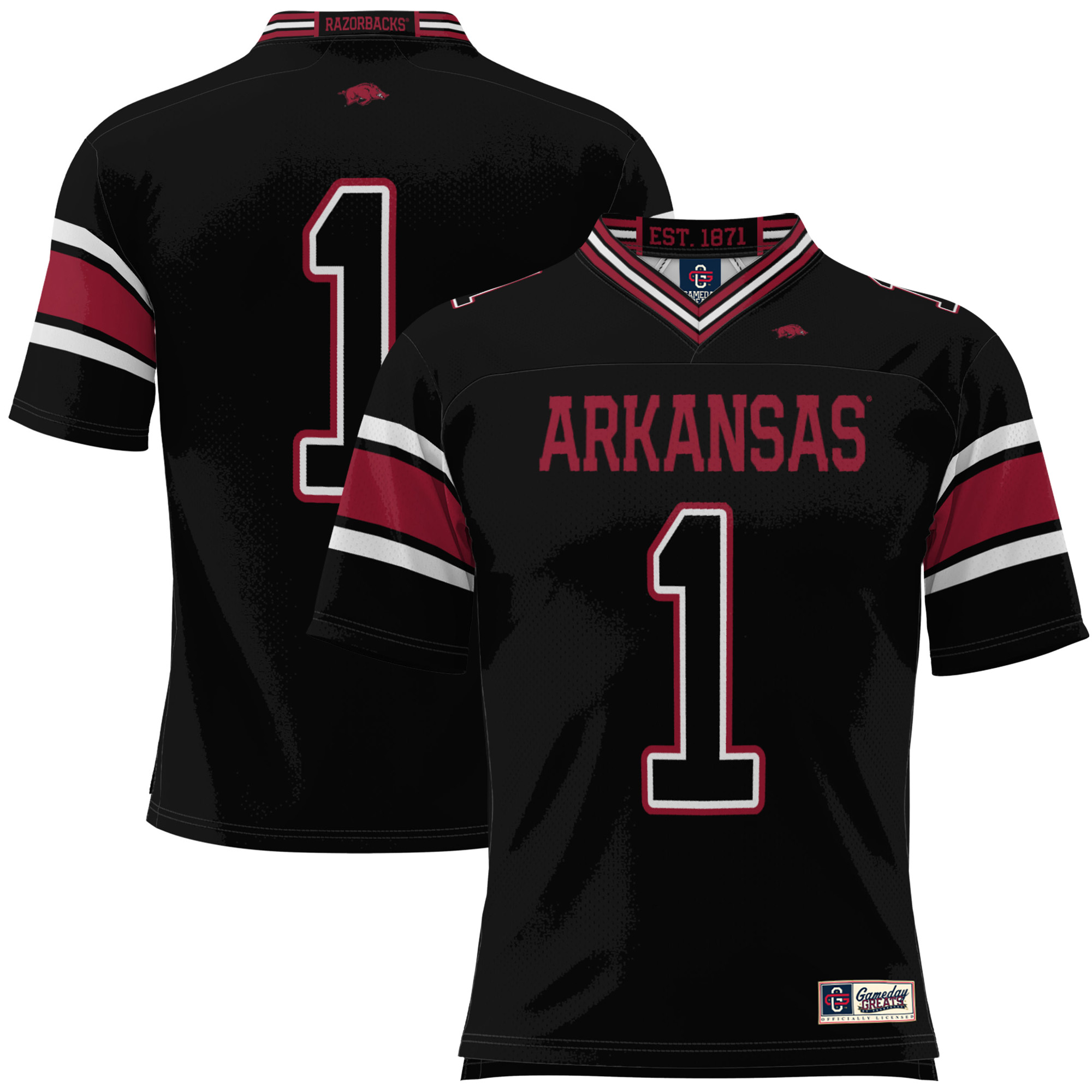 Men's GameDay Greats #1 Black Arkansas Razorbacks Football Jersey
