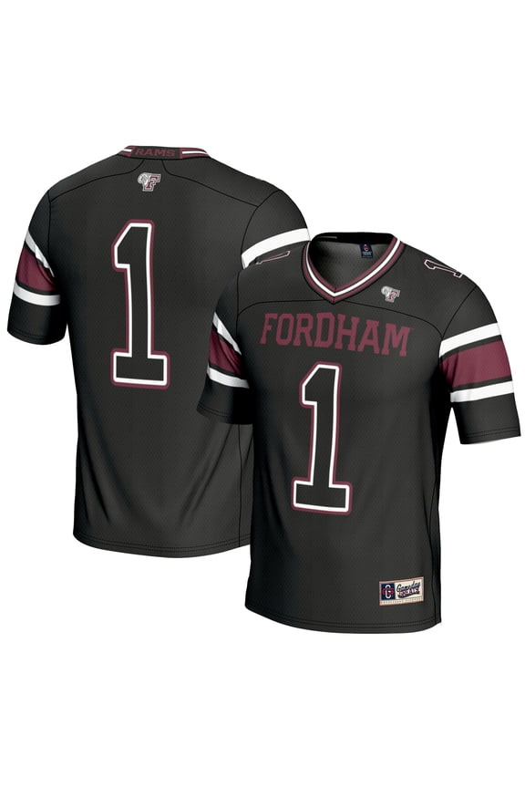 Men's GameDay Greats #1 Black Fordham Rams Endzone Football Jersey