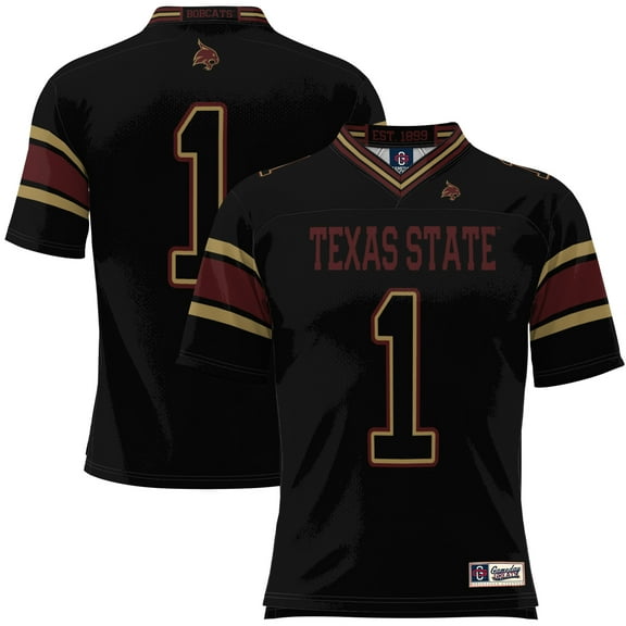 Men's GameDay Greats #1 Black Texas State Bobcats Football Jersey