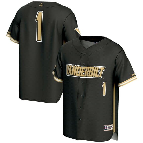Men's GameDay Greats #1 Black Vanderbilt Commodores Lightweight Baseball Jersey