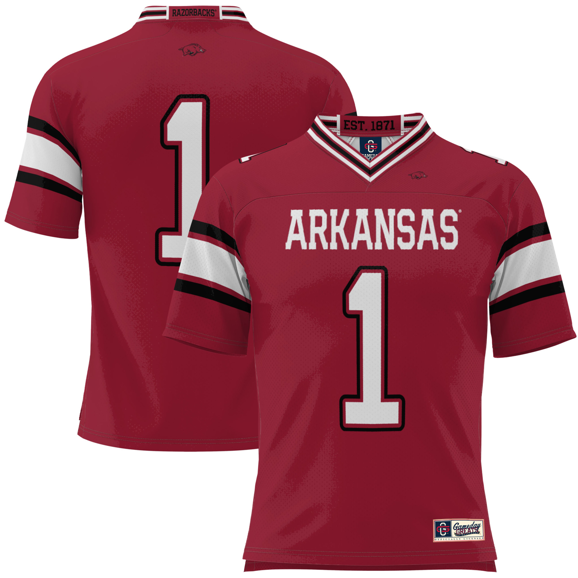 Men's GameDay Greats #1 Cardinal Arkansas Razorbacks Football Jersey