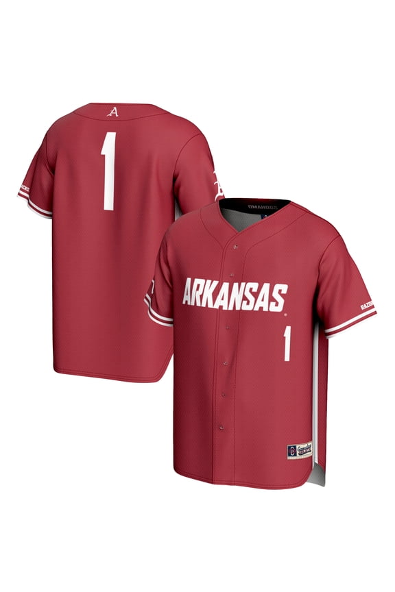 Men's GameDay Greats #1 Cardinal Arkansas Razorbacks Lightweight Baseball Jersey