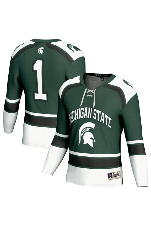 Men's GameDay Greats #1 Green Michigan State Spartans Hockey Jersey