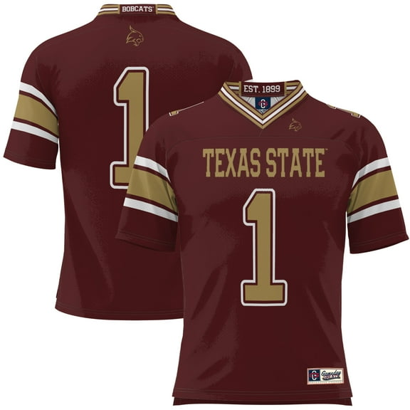 Men's GameDay Greats #1 Maroon Texas State Bobcats Football Jersey