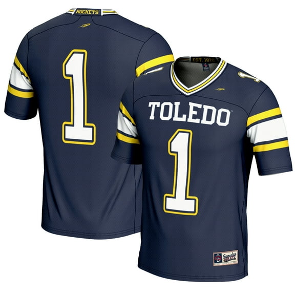 Men's GameDay Greats #1 Navy Toledo Rockets Endzone Football Jersey