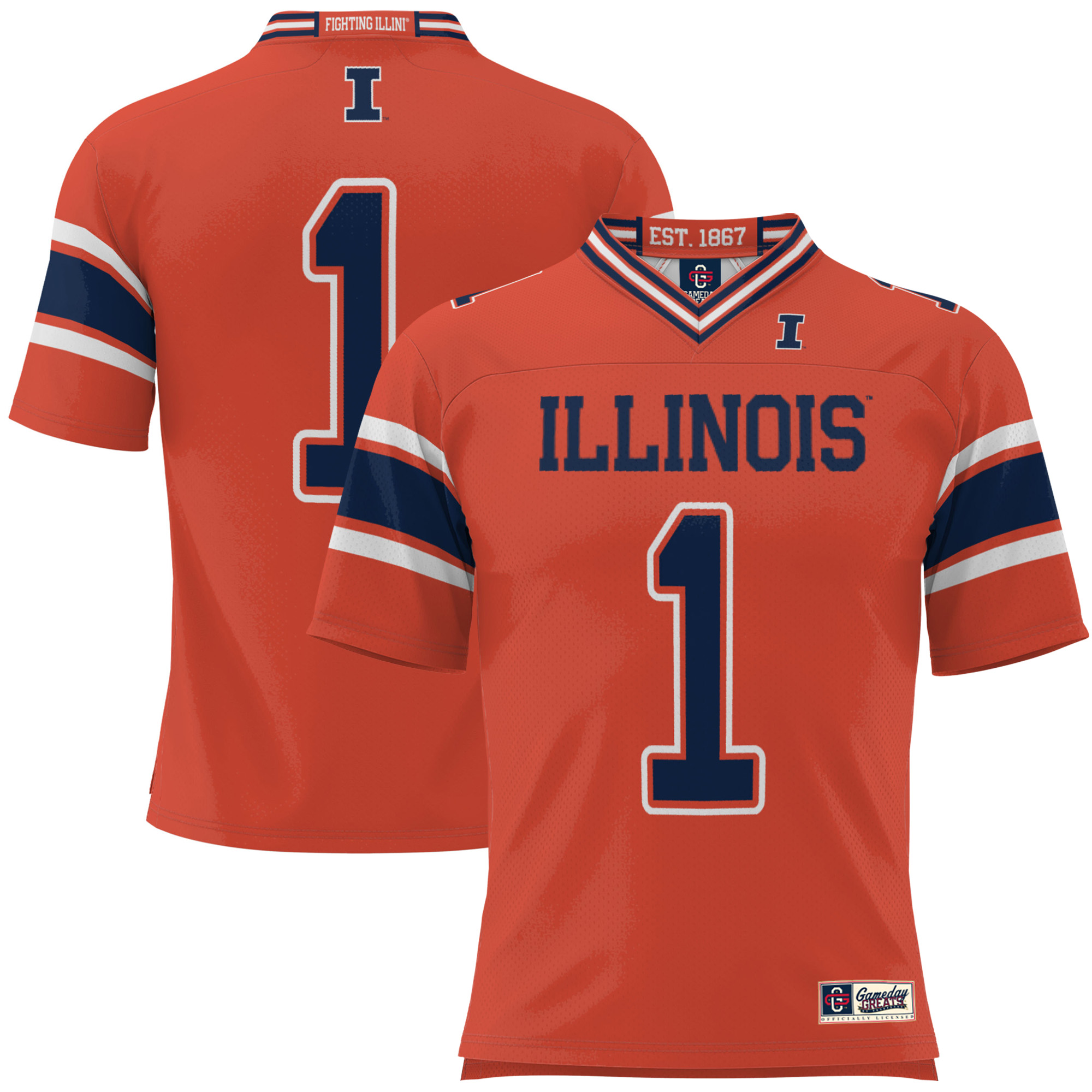 Men's GameDay Greats #1 Orange Illinois Fighting Illini Football Jersey