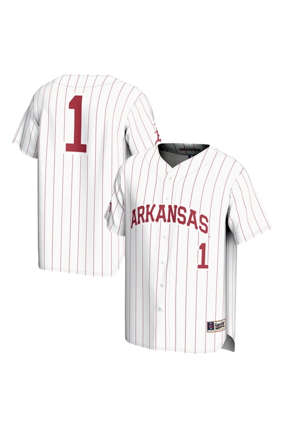 Men's GameDay Greats #1 White Arkansas Razorbacks Lightweight Baseball Jersey