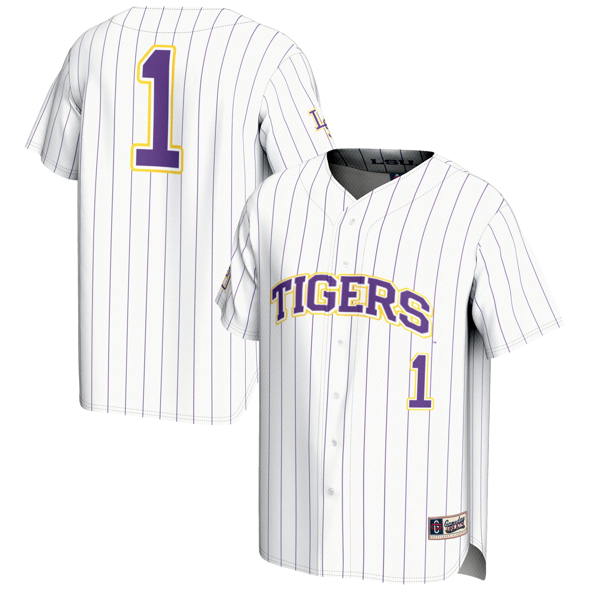 Men s GameDay Greats 1 White LSU Tigers Lightweight Baseball Jersey Walmart