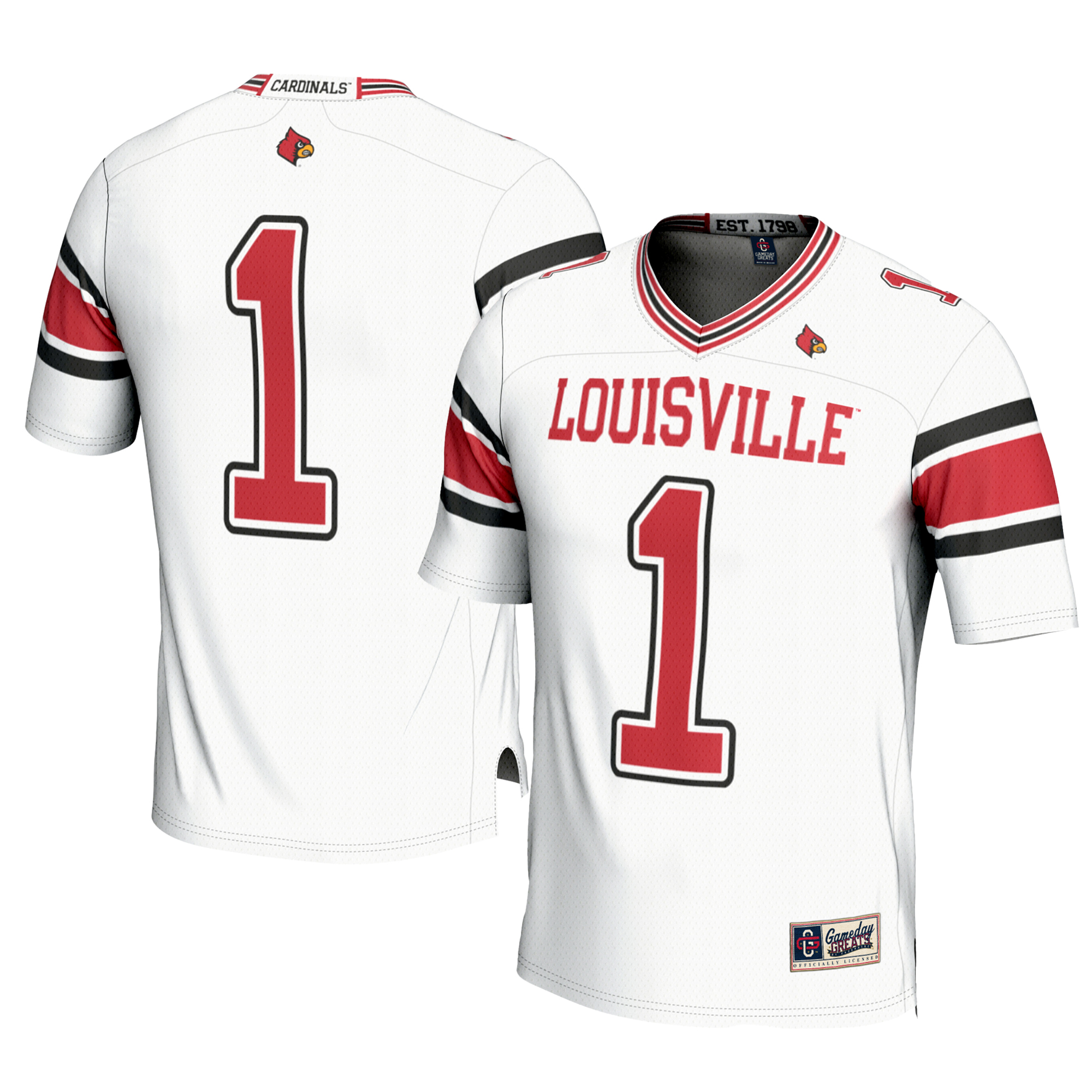 Men's GameDay Greats #1 White Louisville Cardinals Football Jersey