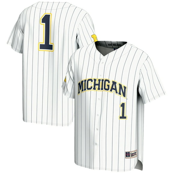 Men's GameDay Greats #1 White Michigan Wolverines Lightweight Baseball Fashion Jersey