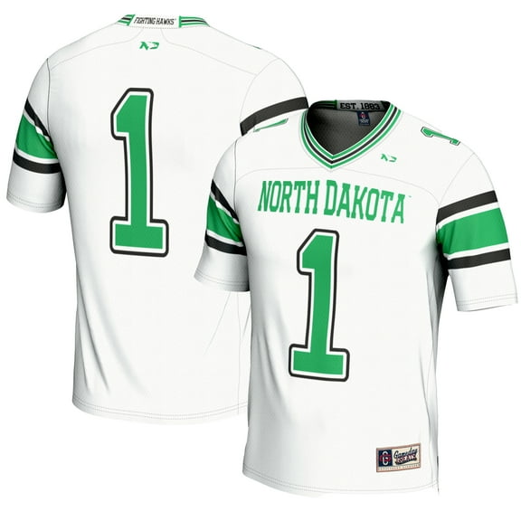 Men's GameDay Greats #1 White North Dakota Endzone Football Jersey