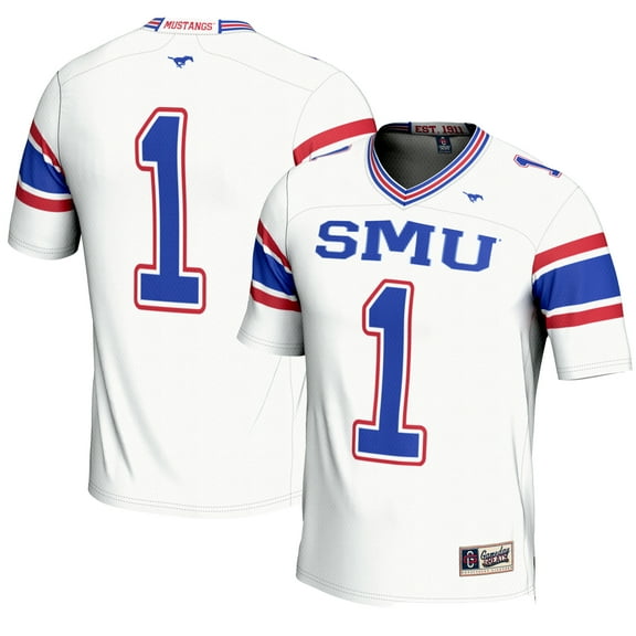 Men's GameDay Greats #1 White SMU Mustangs Endzone Football Jersey