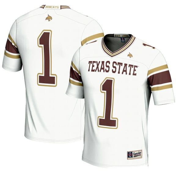 Men's GameDay Greats #1 White Texas State Bobcats Endzone Football Jersey