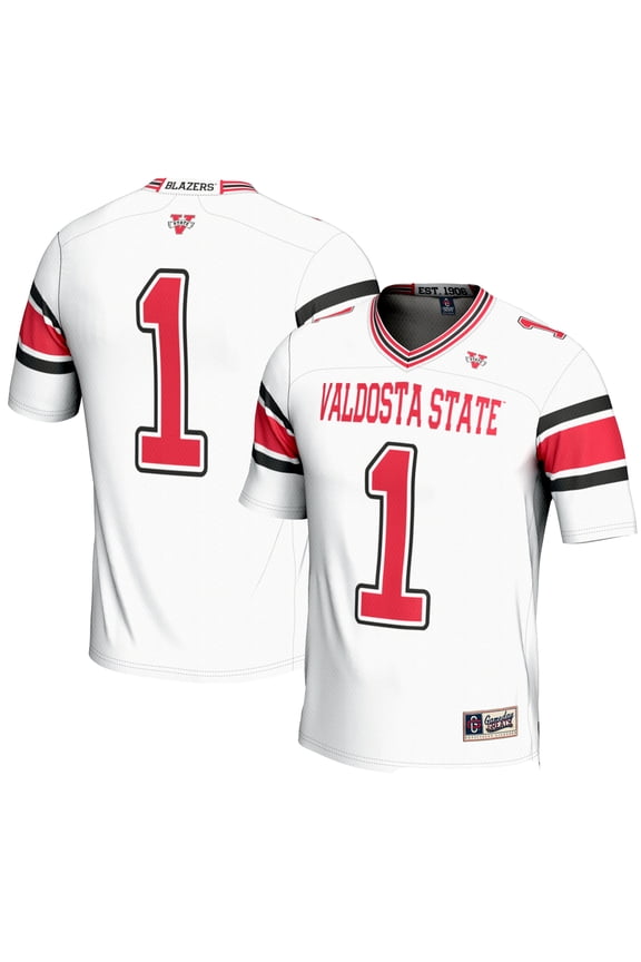Men's GameDay Greats #1 White Valdosta State Blazers Endzone Football Jersey