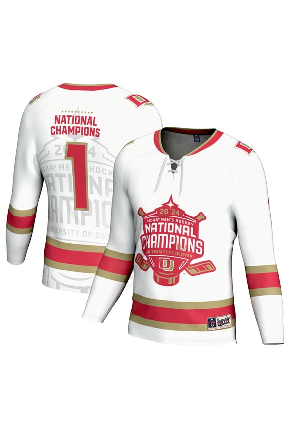 Men's GameDay Greats White Denver Pioneers 2024 NCAA Men's Ice Hockey National Champions Fashion Jersey