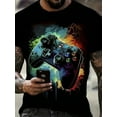 thumbnail image 1 of Men's Gaming Controller Graphic T-Shirt - 100% Cotton Loose Fit Casual Short Sleeve Round Neck Tee with Vibrant Print, Machine Washable for Everyday & Outdoor Wear, Gamer T Shirt, Gaming Fan Apparel, 1 of 12