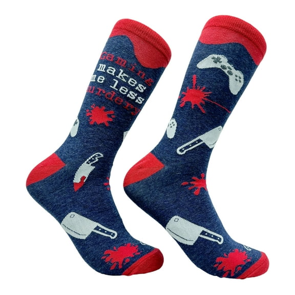 Men's Gaming Makes Me Less Murdery Socks Funny Video Gamer Footwear