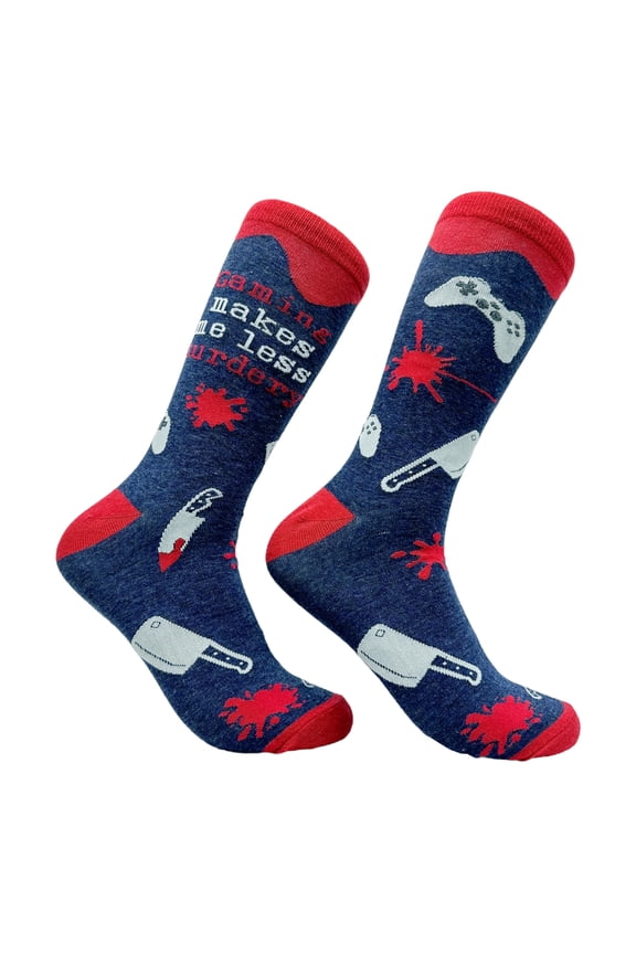 Men's Gaming Makes Me Less Murdery Socks Funny Video Gamer Footwear