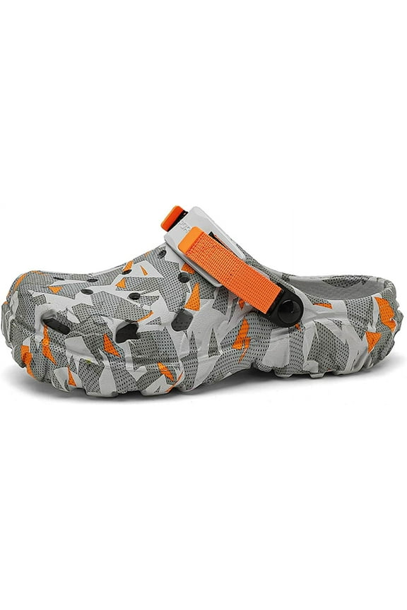 Men's Garden Clogs Graphic Mules Clog Slip On Beach Sandals for Men Outdoor Slippers with Adjustable Strap