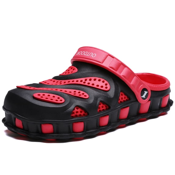 Men's Garden Clogs Slip-On Sandals Breathable Beach Water Shoes Lightweight Sport Sandal Waterproof Flip Flop Kitchen Hospitcal Beach Yard Pool Shower Slides Summer Mules Walking Slippers Red 43