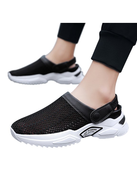 Men's Garden Shoes Quick Drying Lightweight Breathable Gardening Clogs Water Shoes Mesh Sandals for Sports Outdoor Beach Pool Exercise Black Size 8