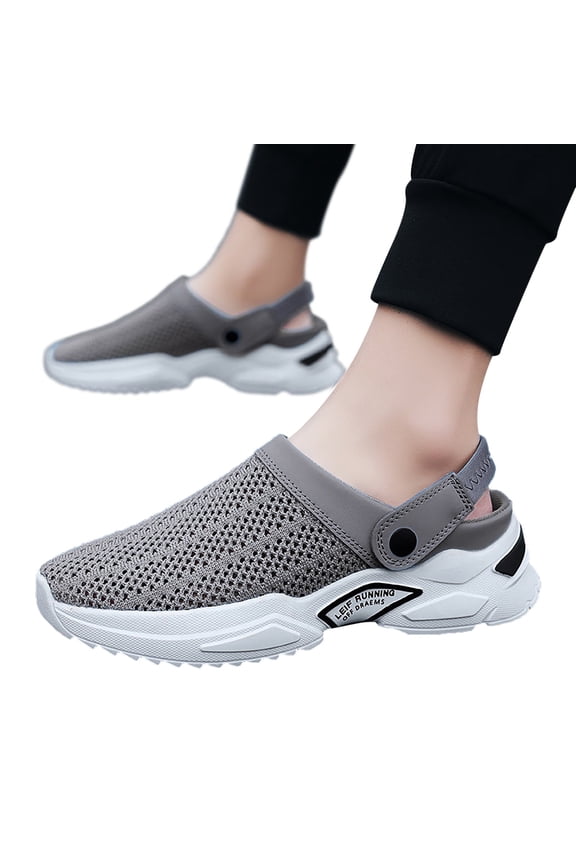 Men's Garden Shoes Quick Drying Lightweight Breathable Gardening Clogs Water Shoes Mesh Sandals for Sports Outdoor Beach Pool Exercise Gray Size 8.5