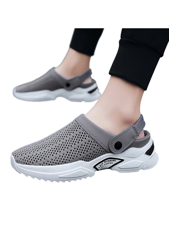 Men's Garden Shoes Quick Drying Lightweight Breathable Gardening Clogs Water Shoes Mesh Sandals for Sports Outdoor Beach Pool Exercise Gray Size 9.5
